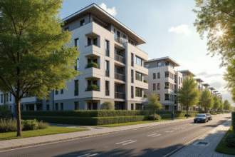 Immeuble moderne dans un quartier résidentiel français ensoleillé