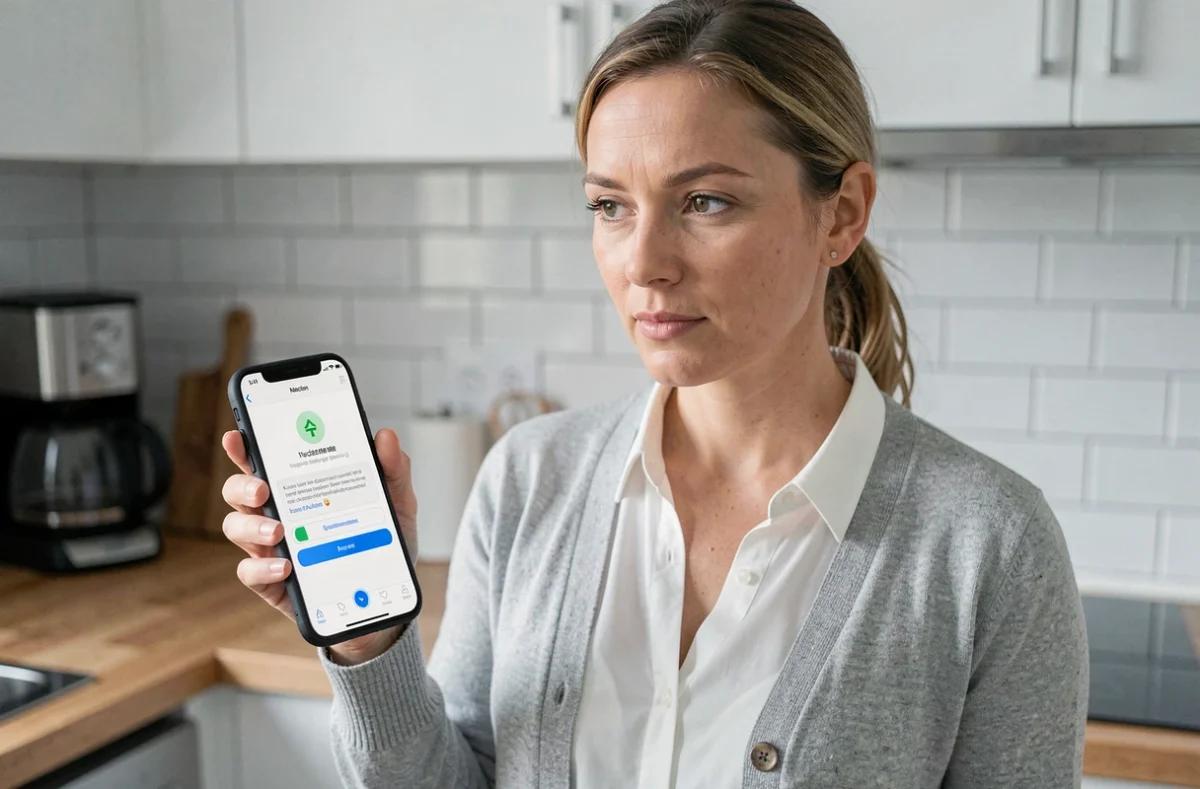 Une femme vérifiant une notification d'authentification à deux facteurs sur son smartphone pour sécuriser son compte