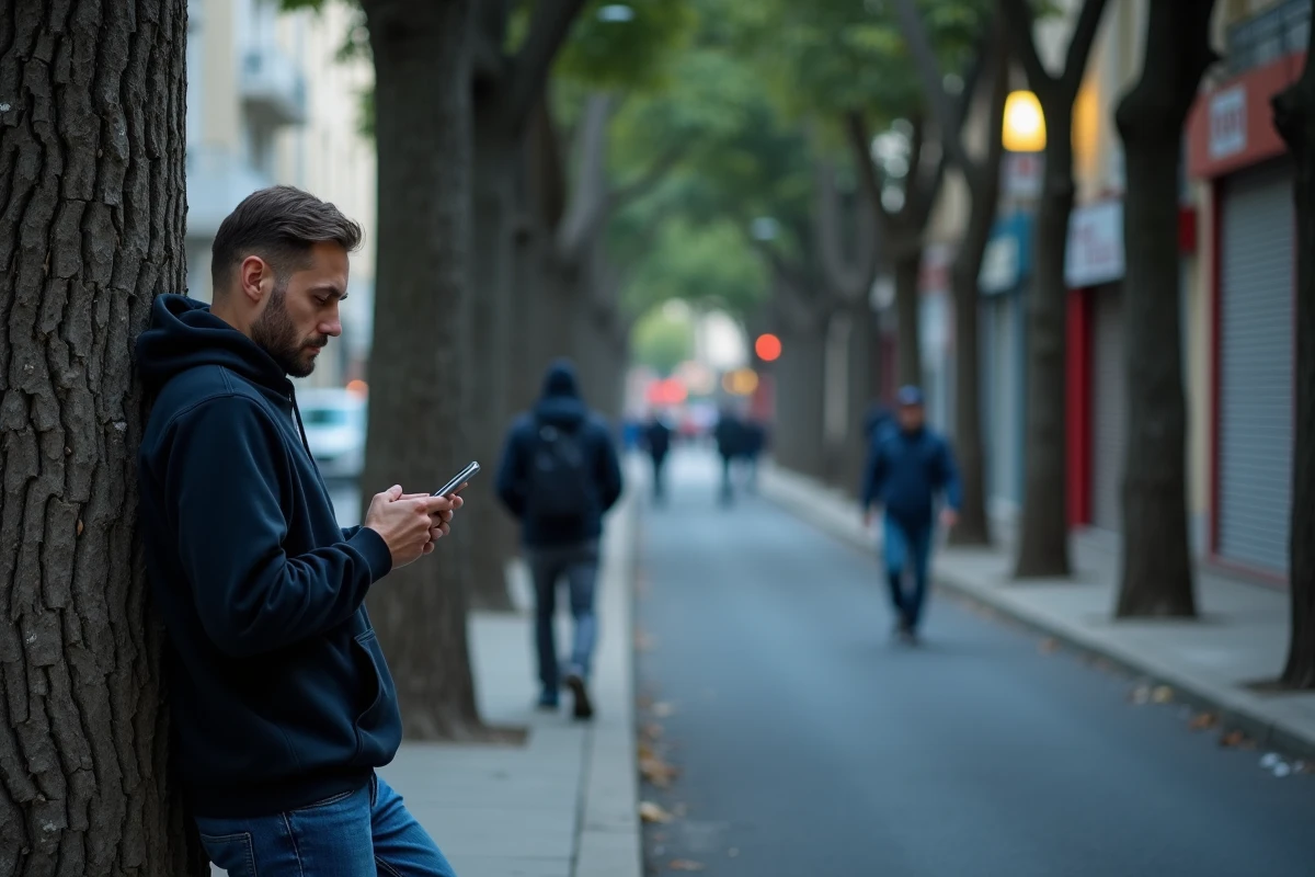 Boulevard du 9ème arrondissement de Marseille en fin de journée avec des habitants en arrière-plan