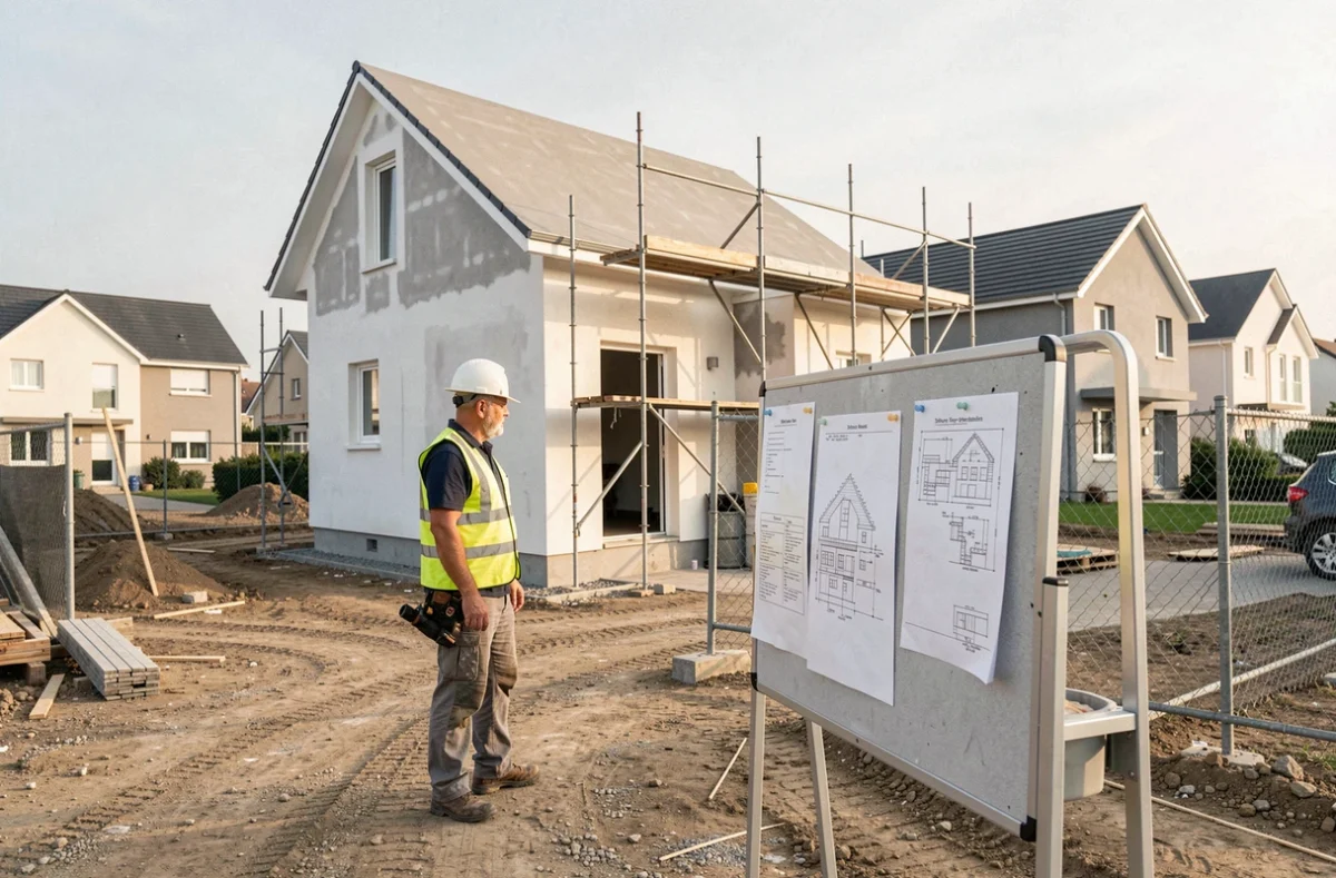 Chantier de construction de maison individuelle géré par CER Constructions en Seine-Maritime