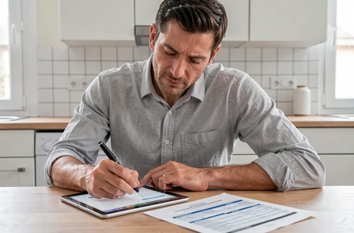 Particulier consultant les frais d'agence iad sur tablette et documents imprimés à domicile