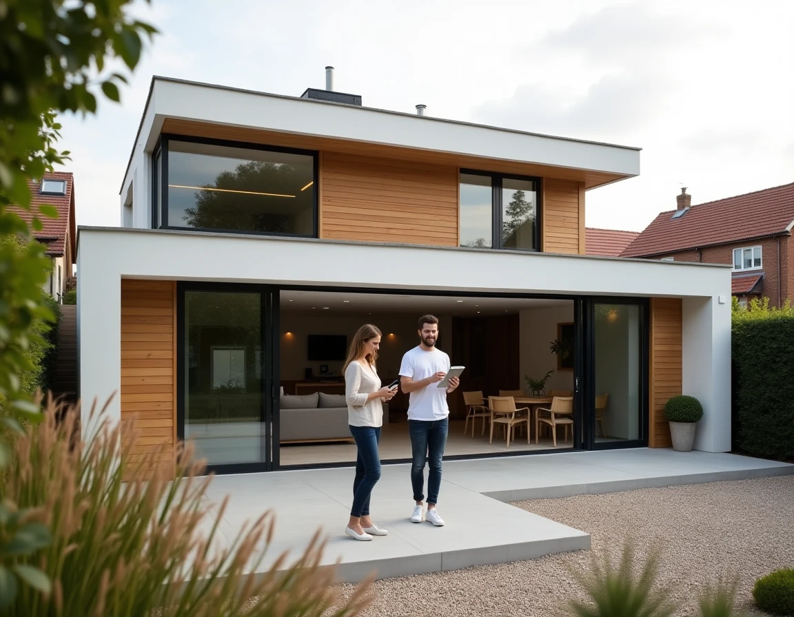 Maison contemporaine à extension bois construite par Créa Concept en Seine-Maritime