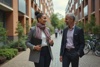 Femme d'origine nord-africaine en tenue casual dans un logement social