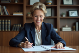 Femme d affaires en bureau moderne avec documents