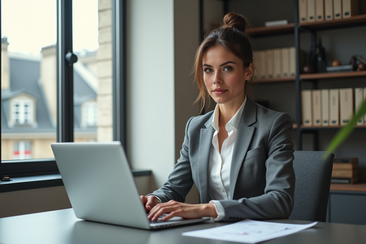 Jeune femme d affaires travaillant sur un ordinateur dans un bureau
