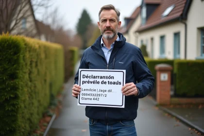 Homme avec déclaration préalable de travaux à l'extérieur