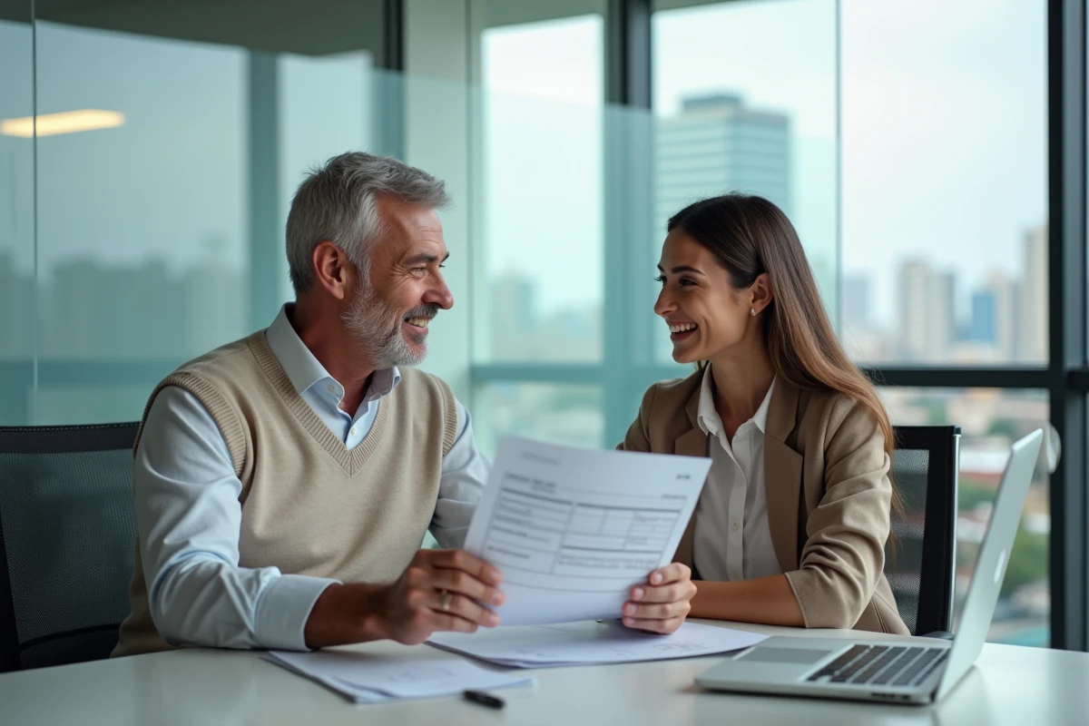 Homme professionnel examinant des documents financiers au bureau
