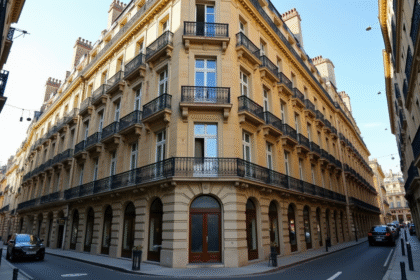 Bâtiment historique rénové avec balcons et façade en pierre