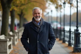 Homme souriant en promenade à Nogent sur Marne