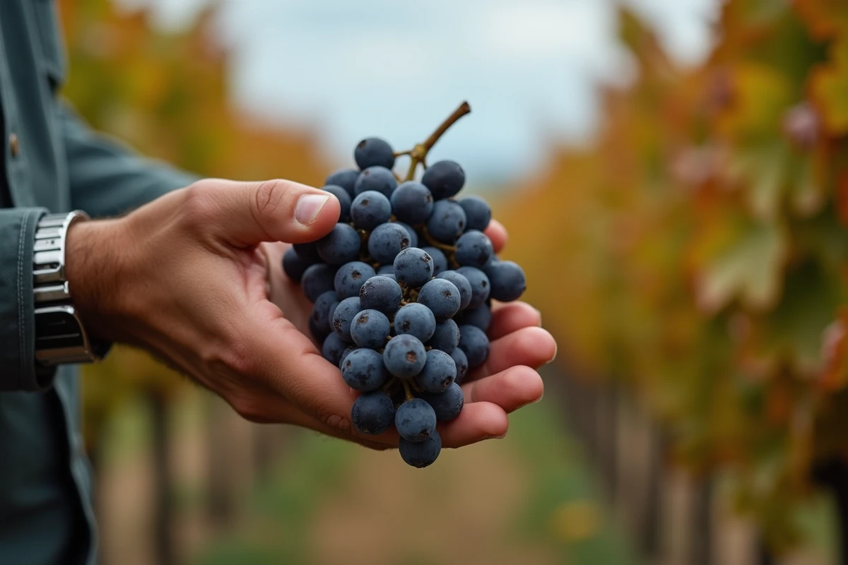 Grappes de raisins Merlot récoltées dans un vignoble à vendre dans la région de Bordeaux