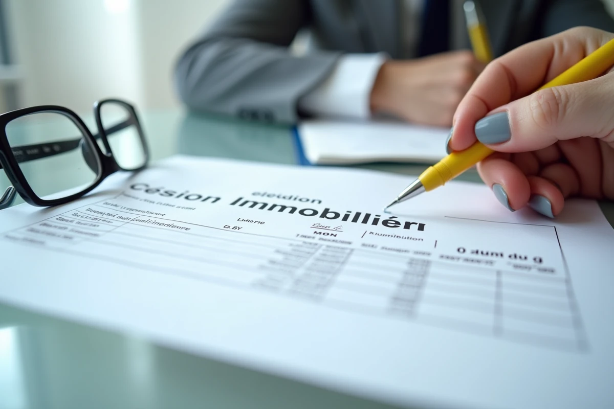 Document de cession immobilière annoté avec tableau d'amortissement LMNP et réintégration fiscale à la revente